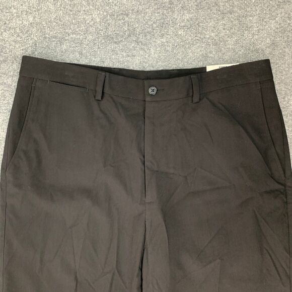 Apt. 9 Dress Pant Mens 36 Black Flat Front High Rise Rayon Blend Stretch Travel - Picture 3 of 16